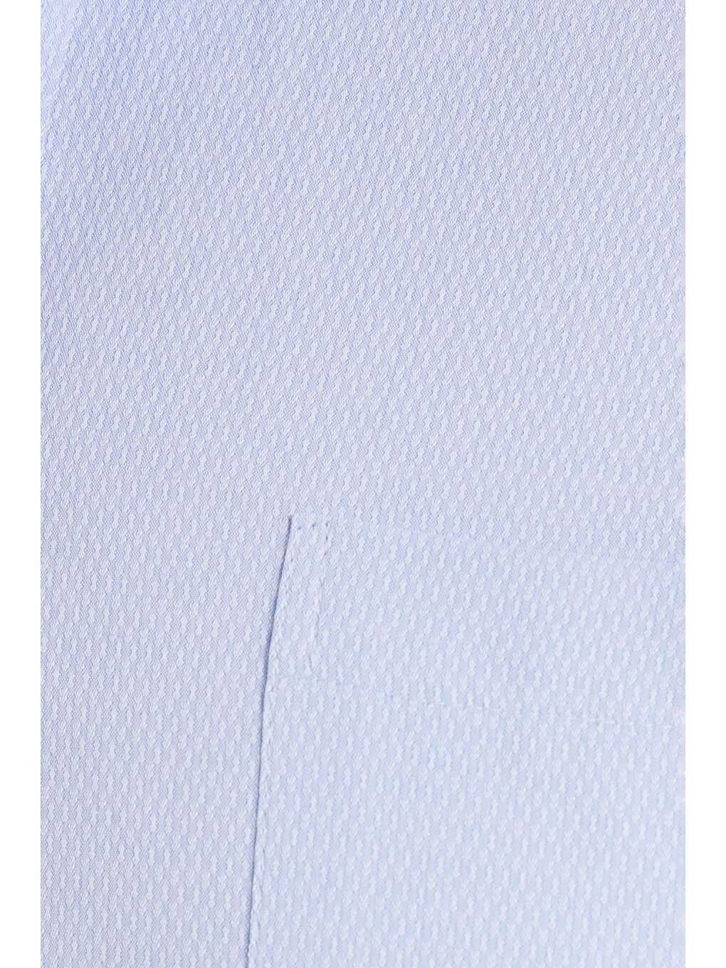 Erkek Regular Fit Klasik Kesim Desenli Mavi Gömlek-5