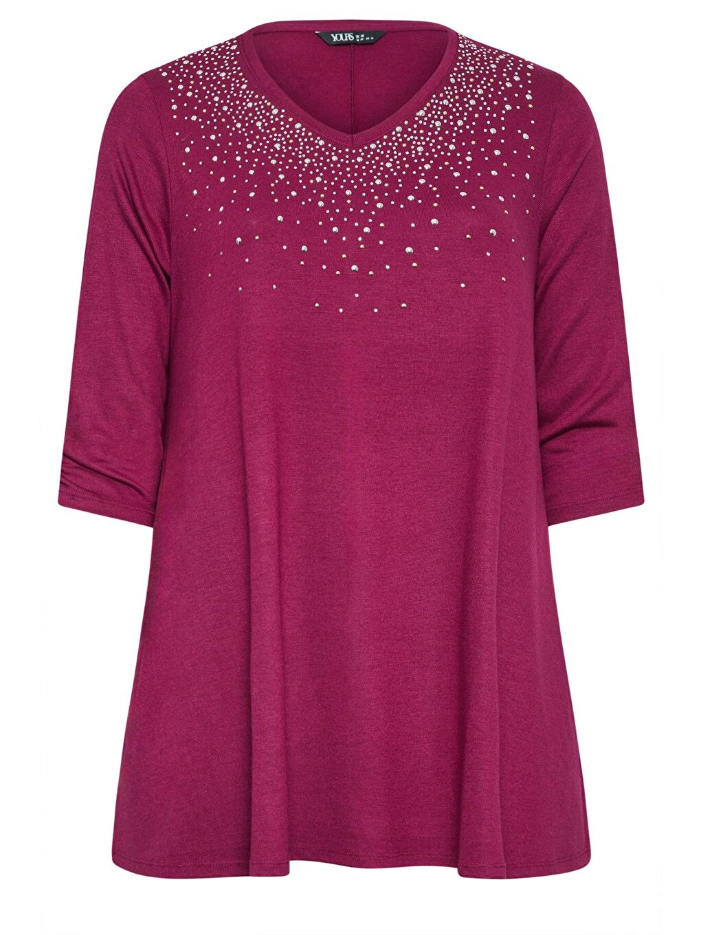 Pembe Büyük Beden V Yaka Zımbalı Yarım Kollu Bluz 285017-5