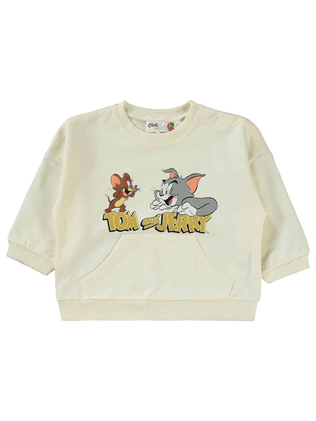 Tom and Jerry Erkek Bebek Takım 6-18 Ay Ekru-Gri-1