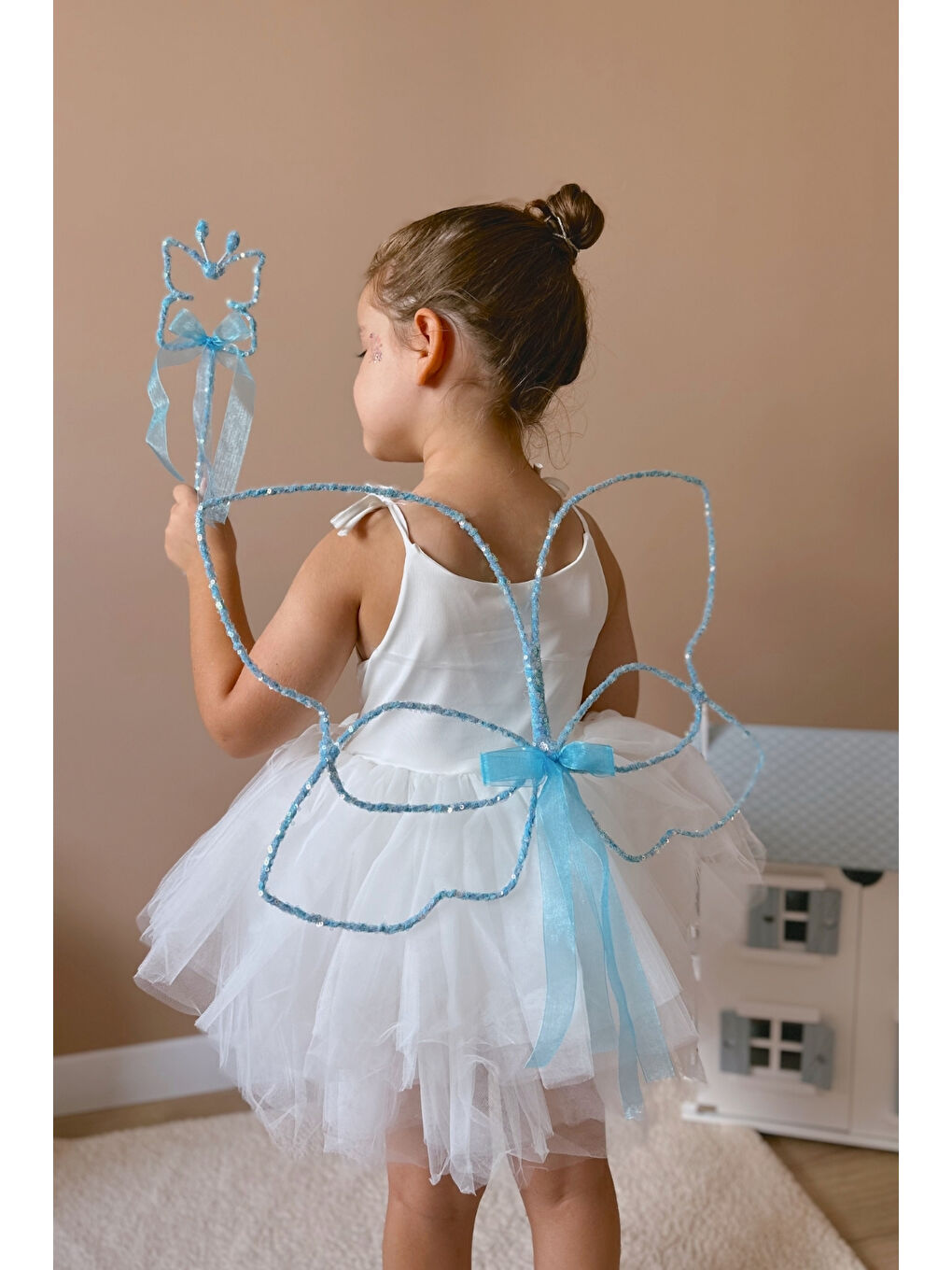 Mavi Pullu 2'li Kelebek Kanat Asa Set