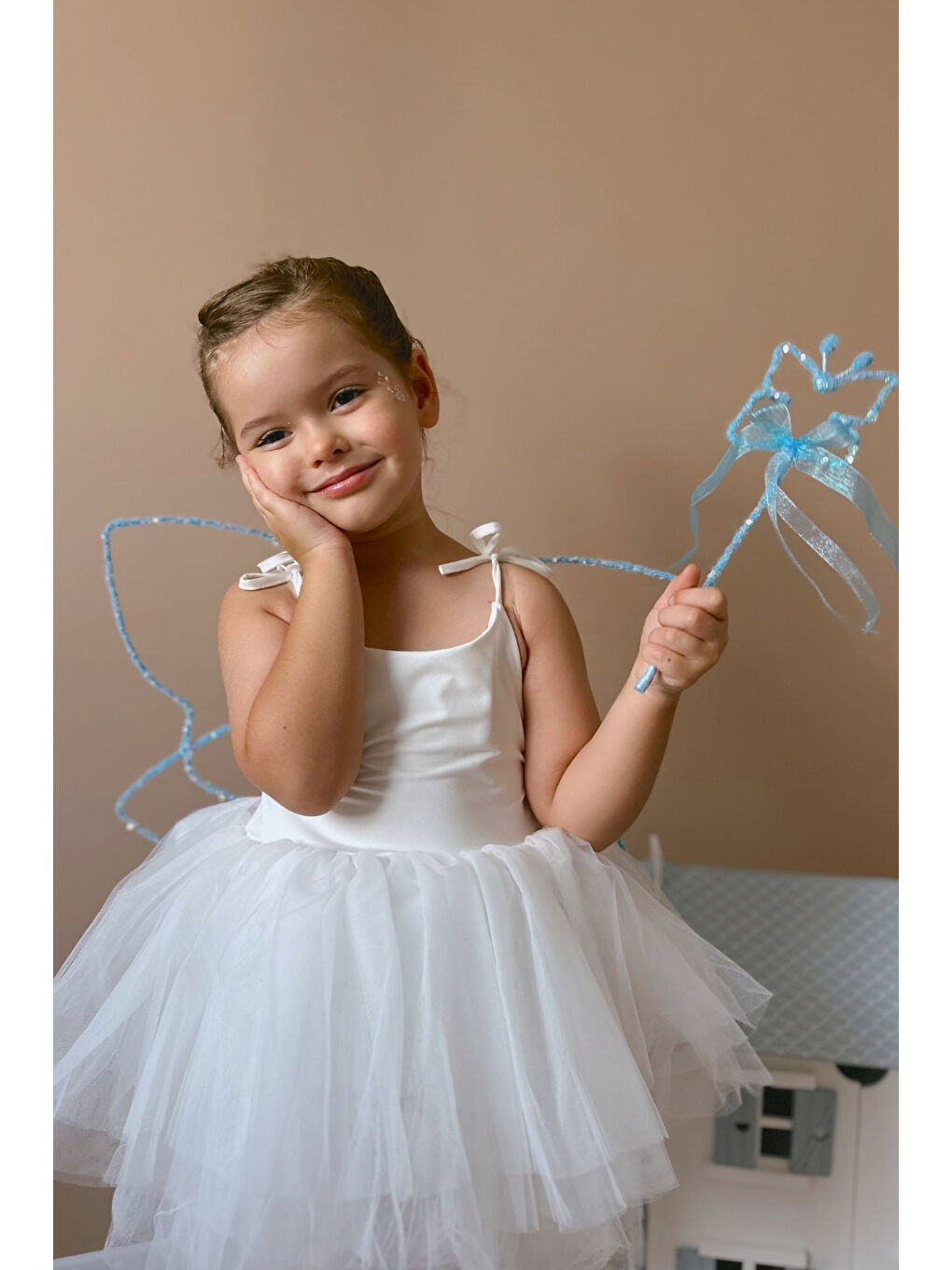 Mavi Pullu 2'li Kelebek Kanat Asa Set-1