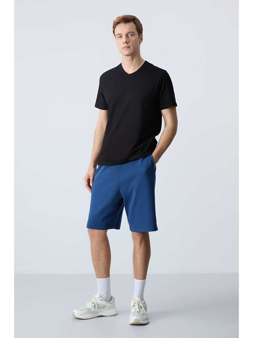 Lacivert Parlament Pamuklu Kalın Yumuşak Dokulu Standart Fit Basic Erkek Şort  - 81275-8