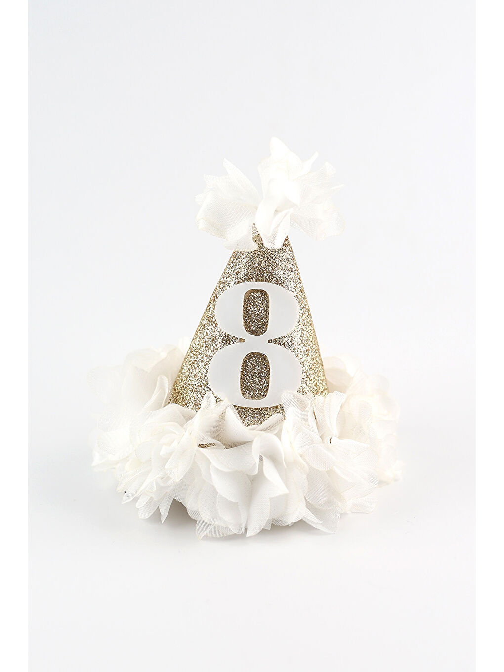 Beyaz 8 Yaş Huni Doğum Günü Klips Toka