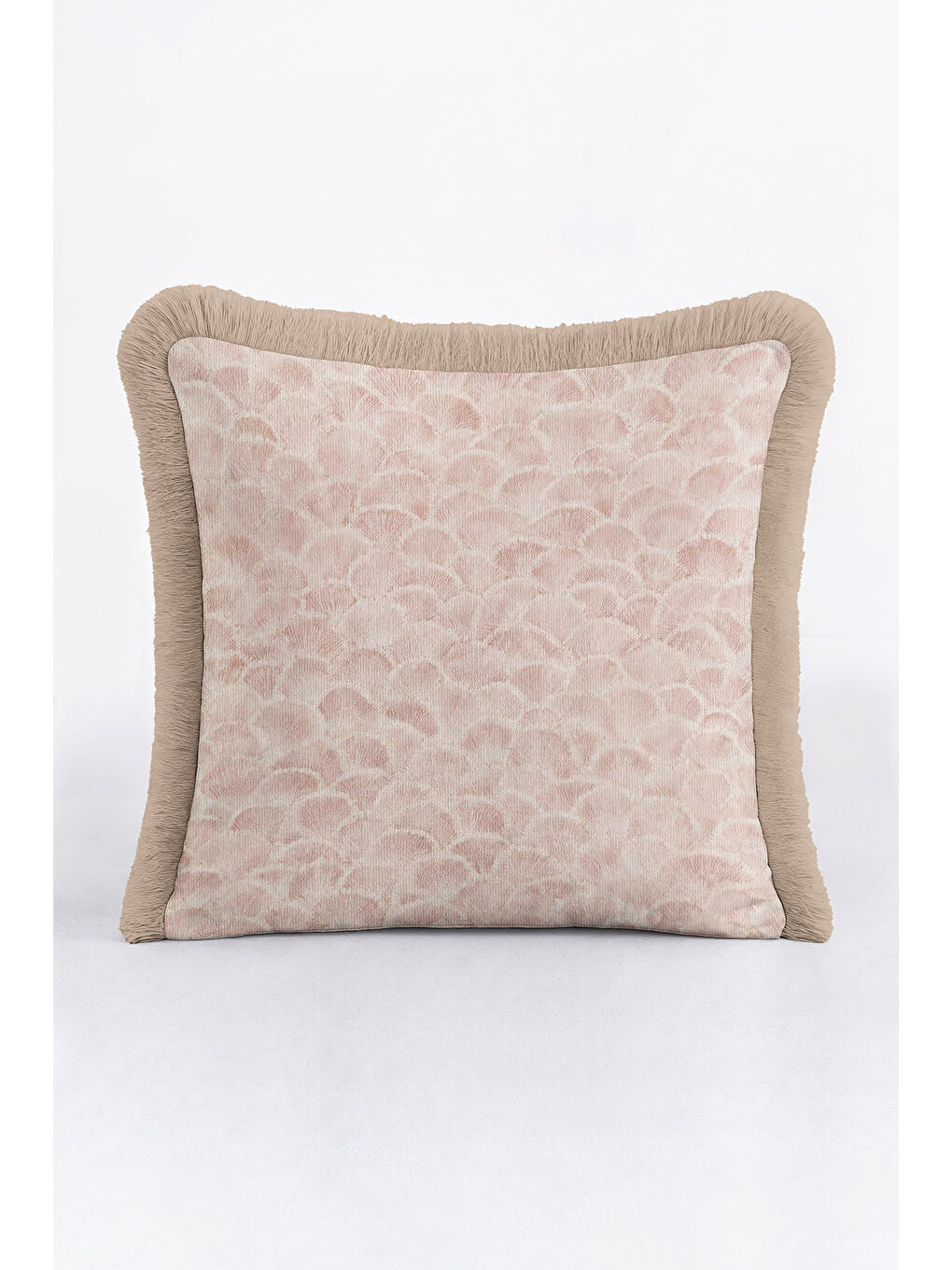 Karışık Art Deco Lüks Saçaklı Yastık Kılıfı - Zarif Pembe Modern Bej Püsküllü Kırlent Kılıfı-1