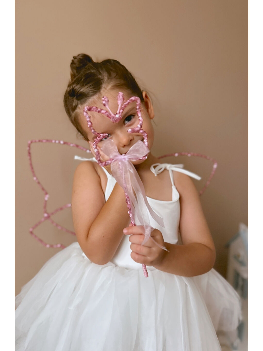 Pembe Pullu 2'li Kelebek Kanat Asa Set-1