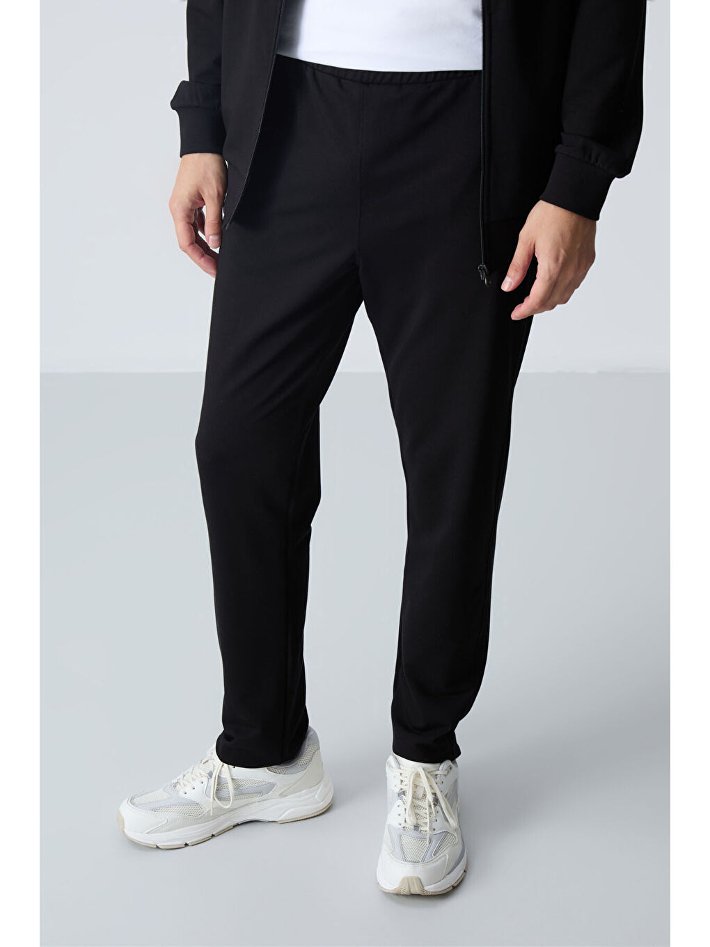 Siyah Pamuklu Kalın Yumuşak Dokulu Comfort Fit Basic Erkek Eşofman Takım - 85260-6