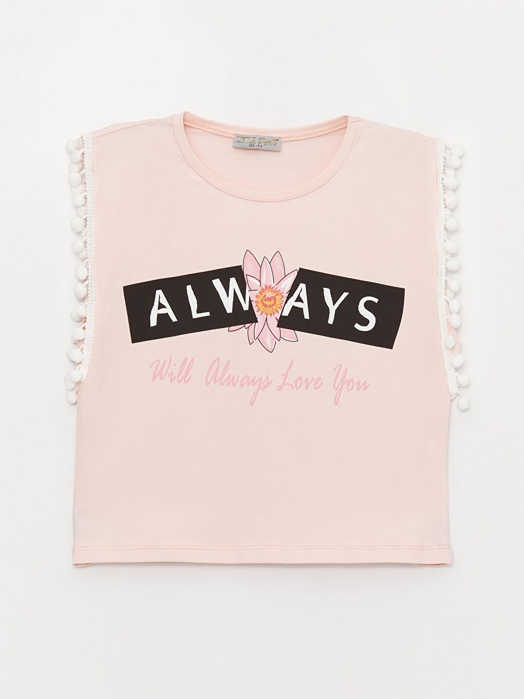 Beyaz Kız Çocuk Pon Ponlu Always Tişört