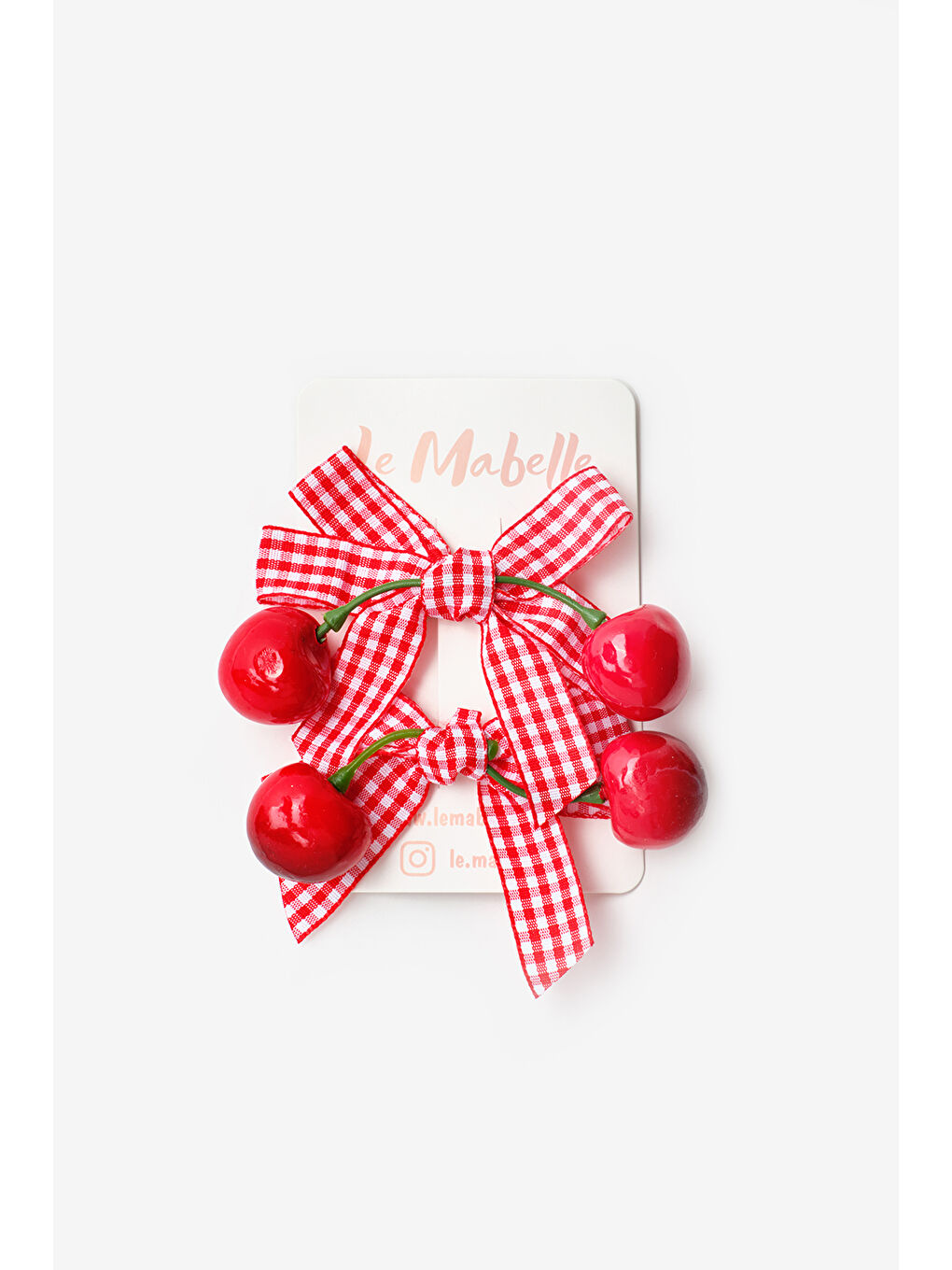 Kırmızı Kiraz Figürlü Kız Çocuk 2'li Toka Set