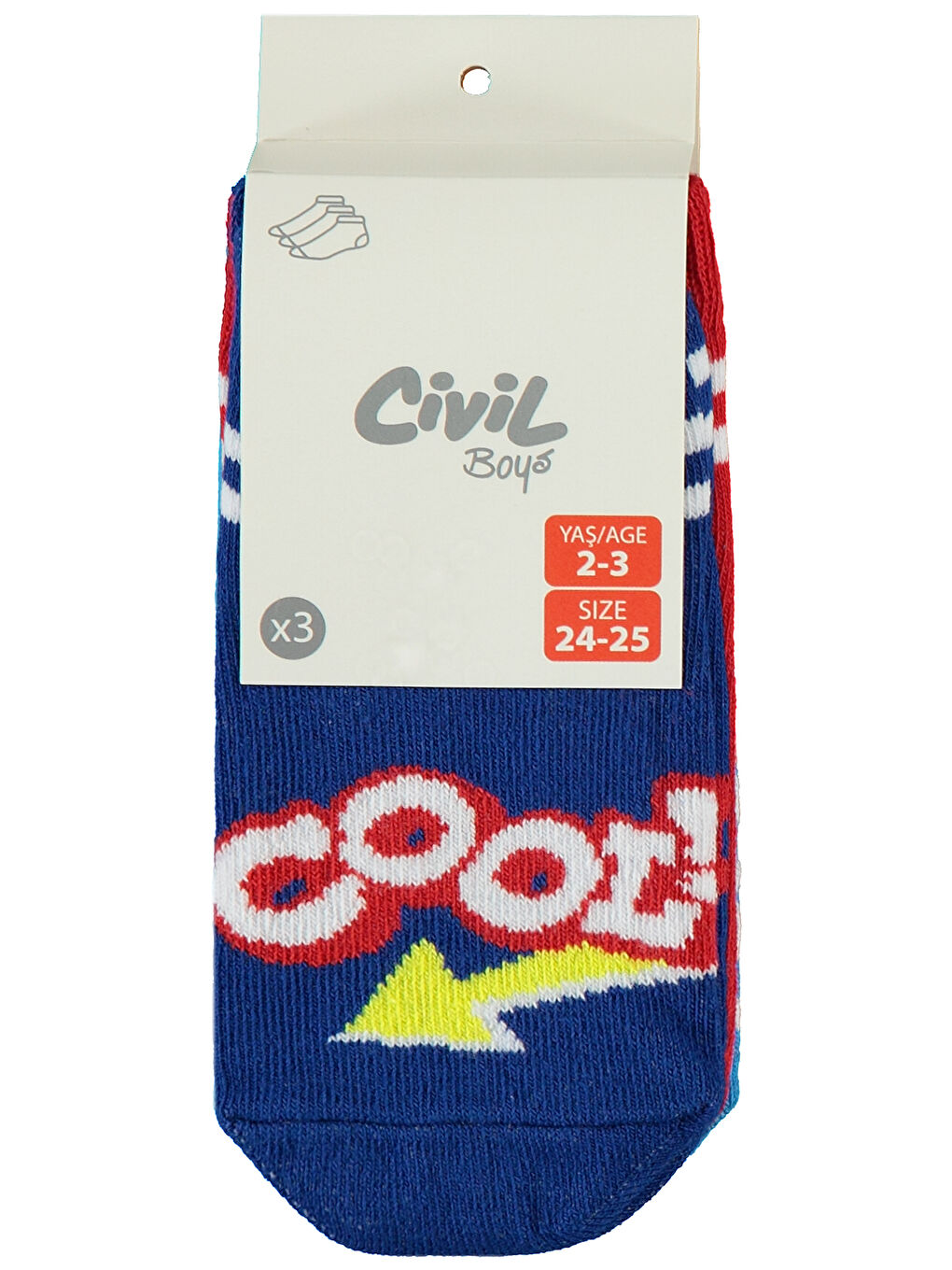 Boys Erkek Çocuk 3'lü Patik Çorap 2-12 Yaş Mavi-1