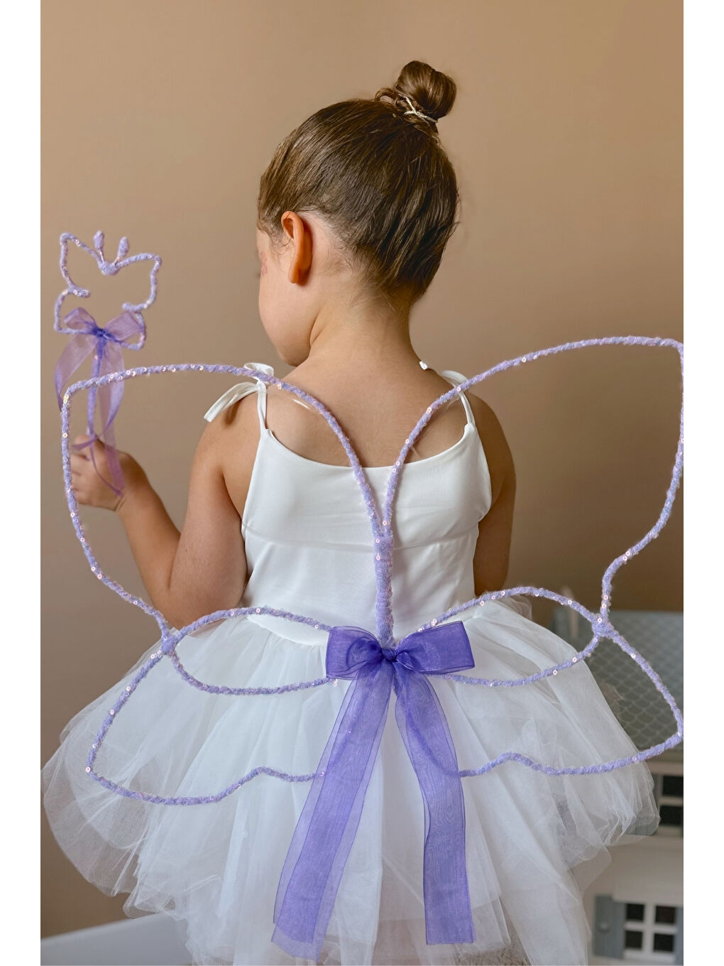 Lila Pullu 2'li Kelebek Kanat Asa Set