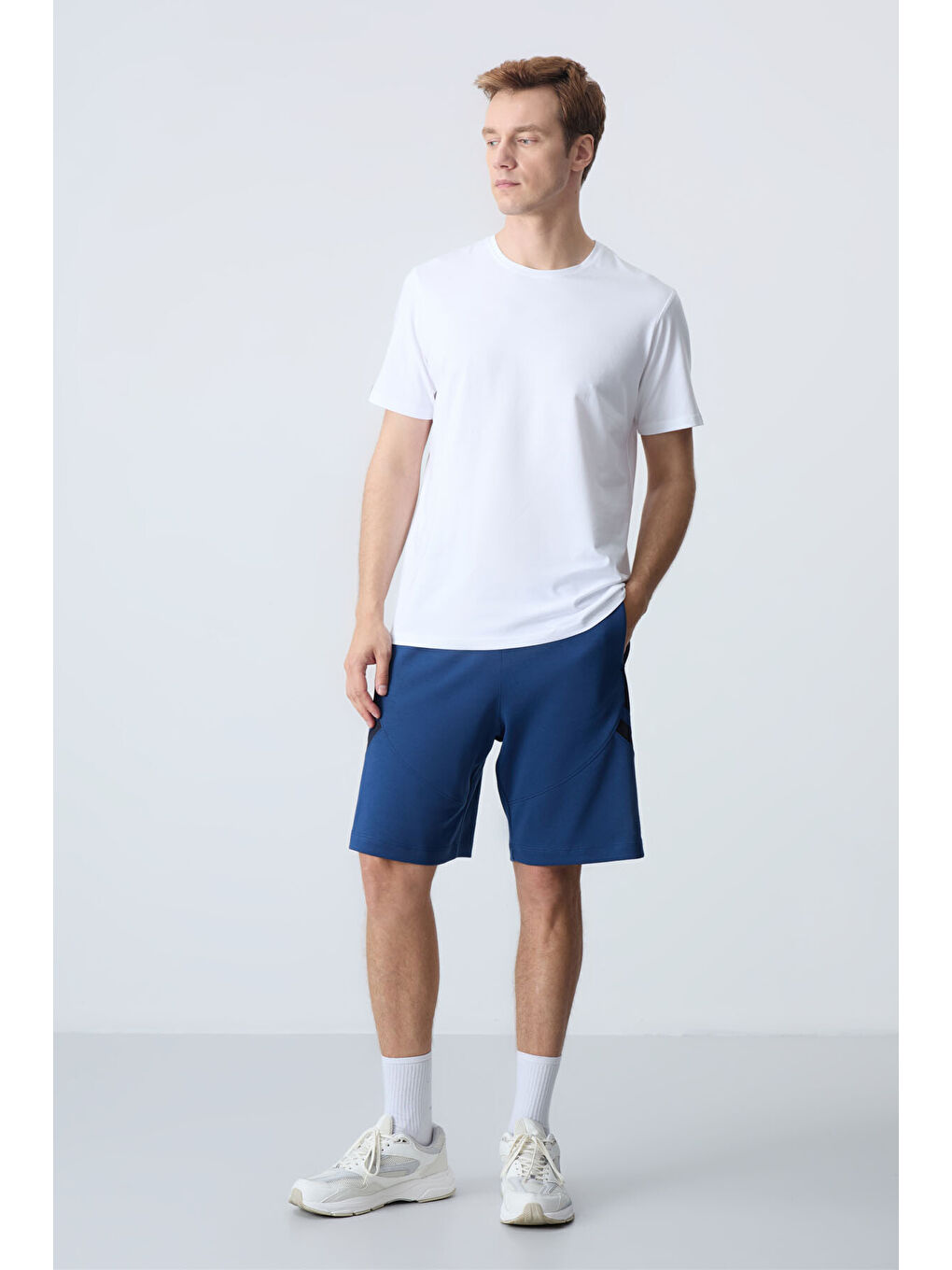 Lacivert Parlament Pamuklu Kalın Yumuşak Dokulu Standart Fit Basic Erkek Şort  - 81281