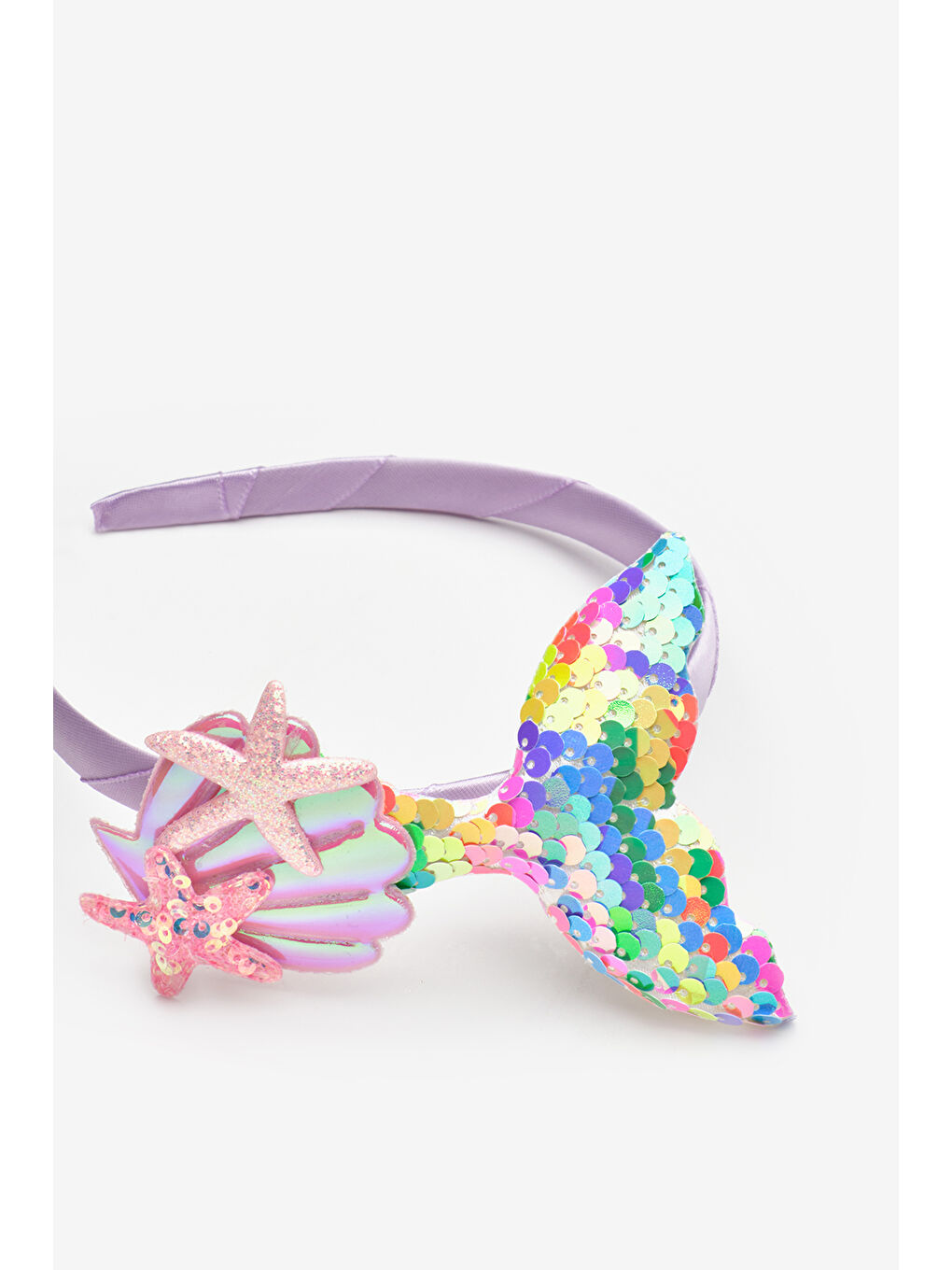 Karışık Çok Renkli Payetli Deniz Kızı Figürlü Kız Çocuk Taç-1