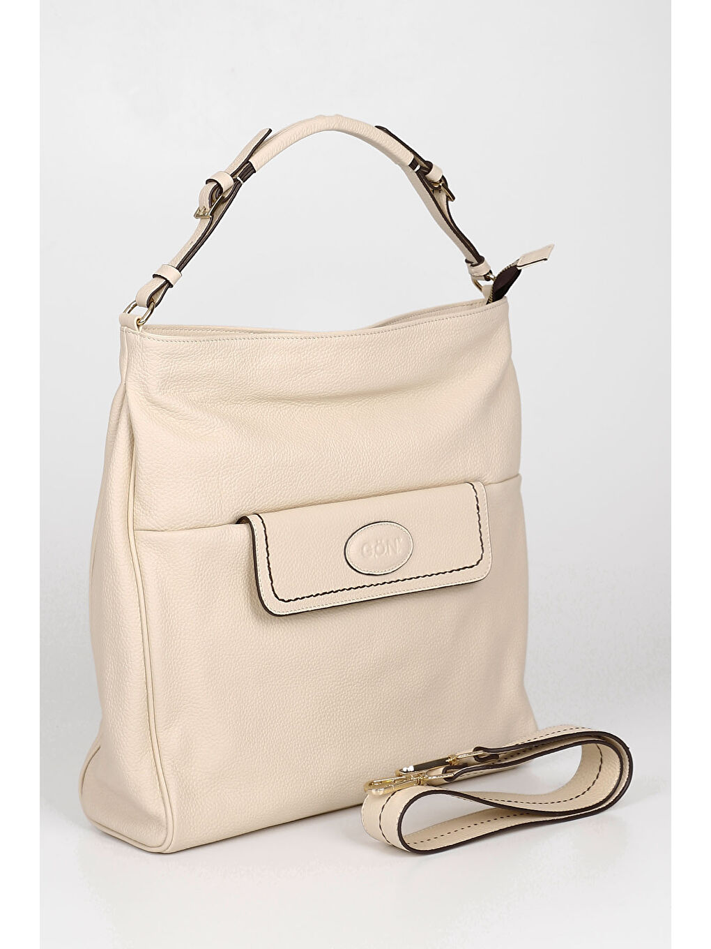 Bej Kadın BEJ Hakiki Deri El ve Omuz Çantası-2