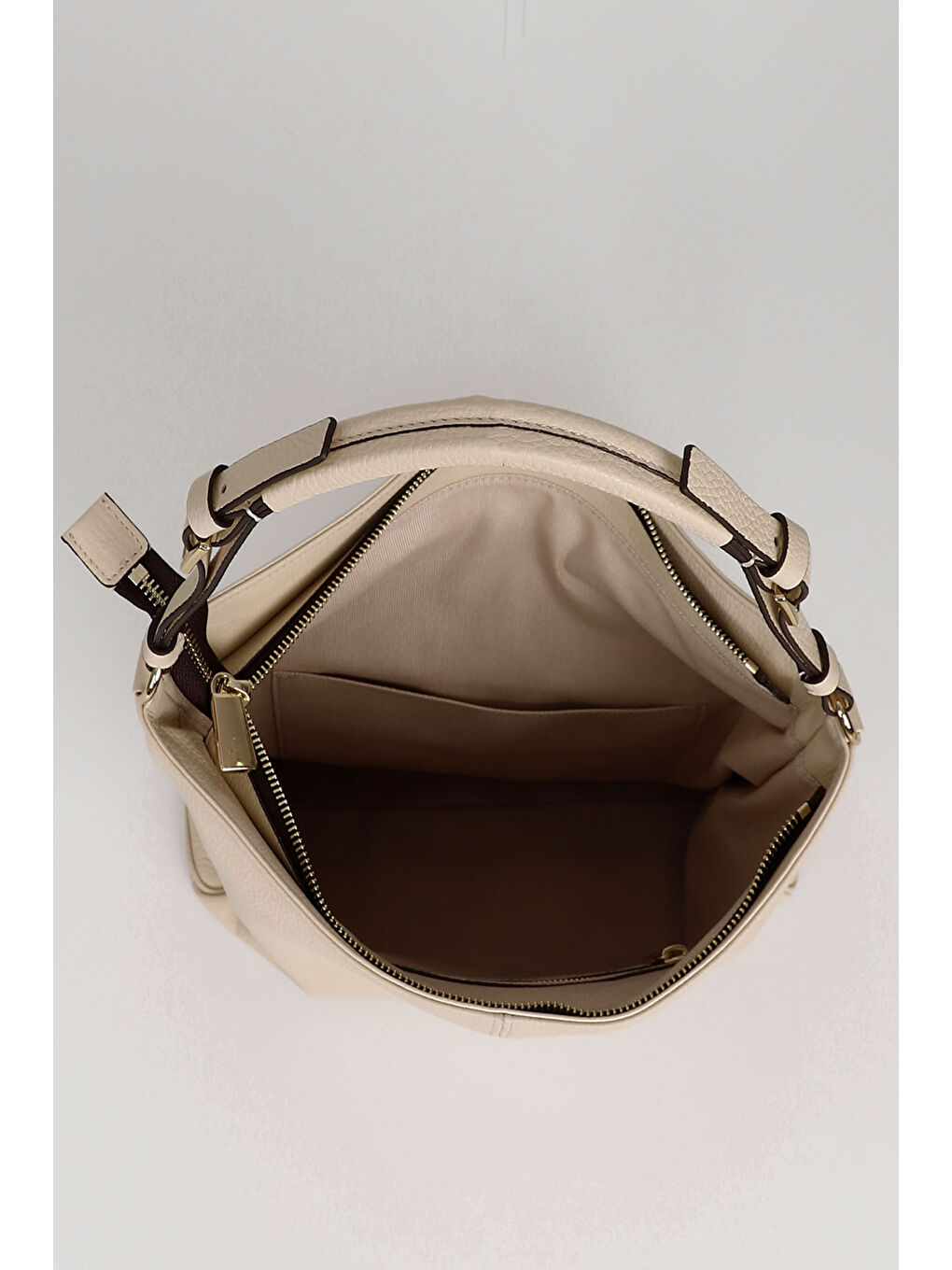 Bej Kadın BEJ Hakiki Deri El ve Omuz Çantası-5