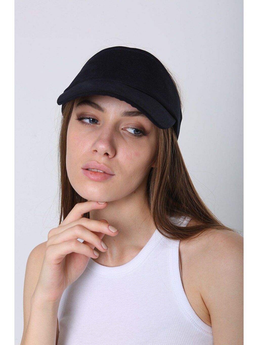 Kadın Vizör - Tenisçi - Golf / Siperlik Lacivert Şapka Spk13-1