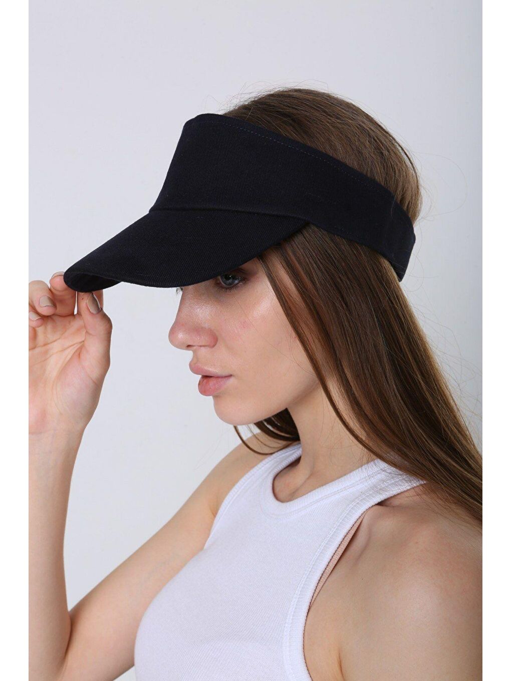 Kadın Vizör - Tenisçi - Golf / Siperlik Lacivert Şapka Spk13-3