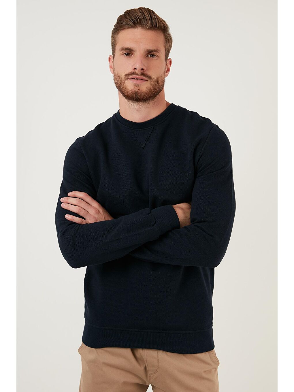 Lacivert % 100 Pamuk Bisiklet Yaka Basic Sweat 5905028-3