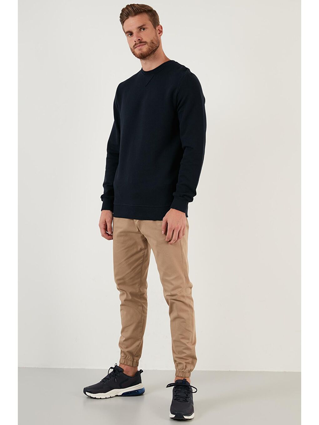 Lacivert % 100 Pamuk Bisiklet Yaka Basic Sweat 5905028-4