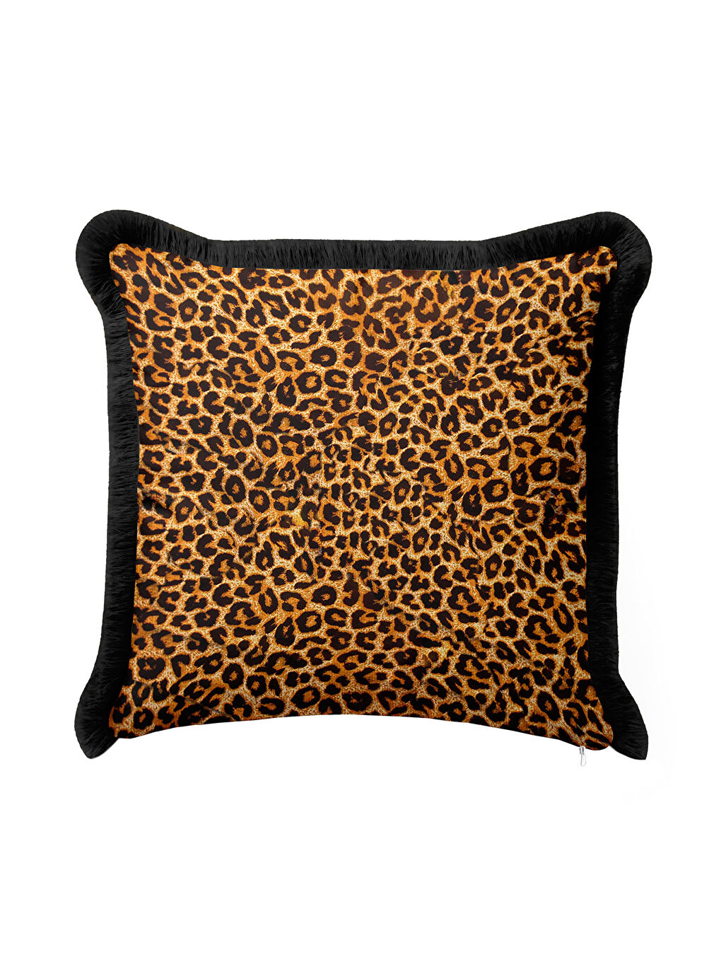 Karışık Lüks Leopar Saçaklı Yastık Kılıfı - Vahşi Bohem Siyah Altın Renkli Püsküllü Kırlent Kılıfı-3