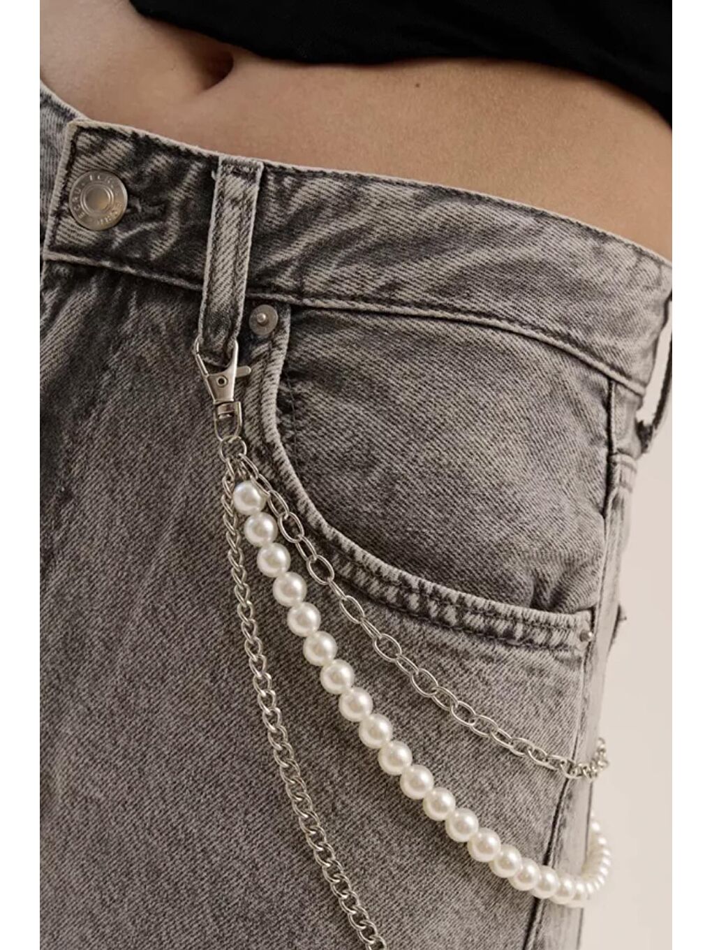 Beyaz Gotik Bel Zinciri Pantalon Askısı Kemer-7