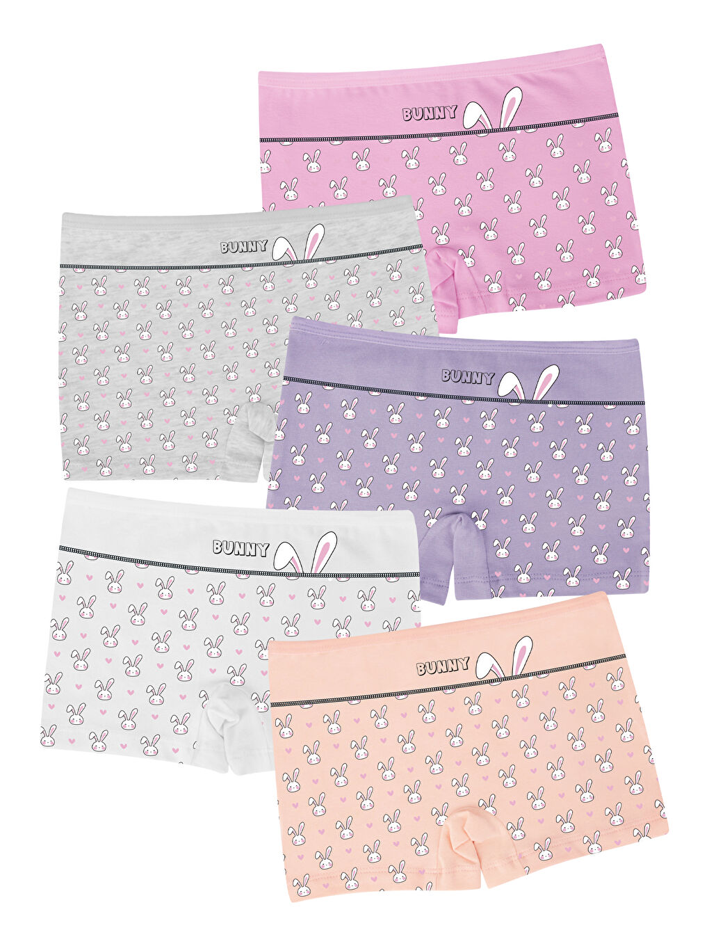 Domikids Beyaz Kız Çocuk Pamuklu Boxer 5'li Paket