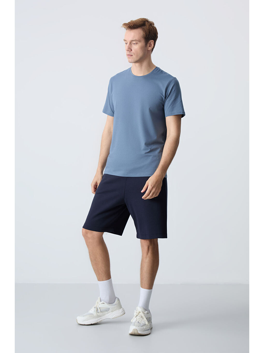 Lacivert Pamuklu Kalın Yumuşak Dokulu Standart Fit Basic Erkek Şort  - 81275