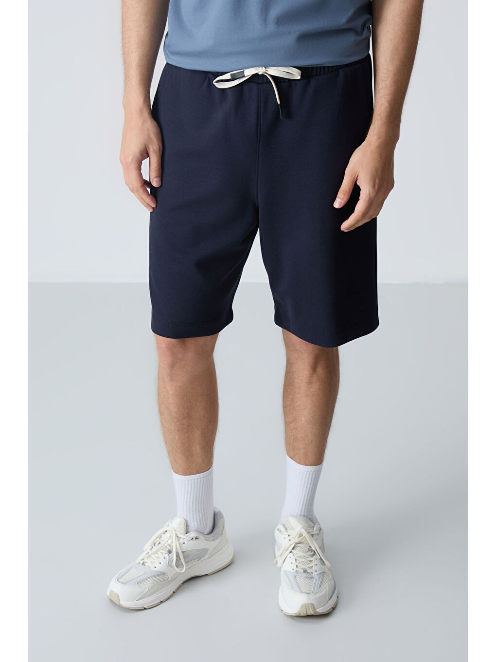 Lacivert Pamuklu Kalın Yumuşak Dokulu Standart Fit Basic Erkek Şort  - 81275-2