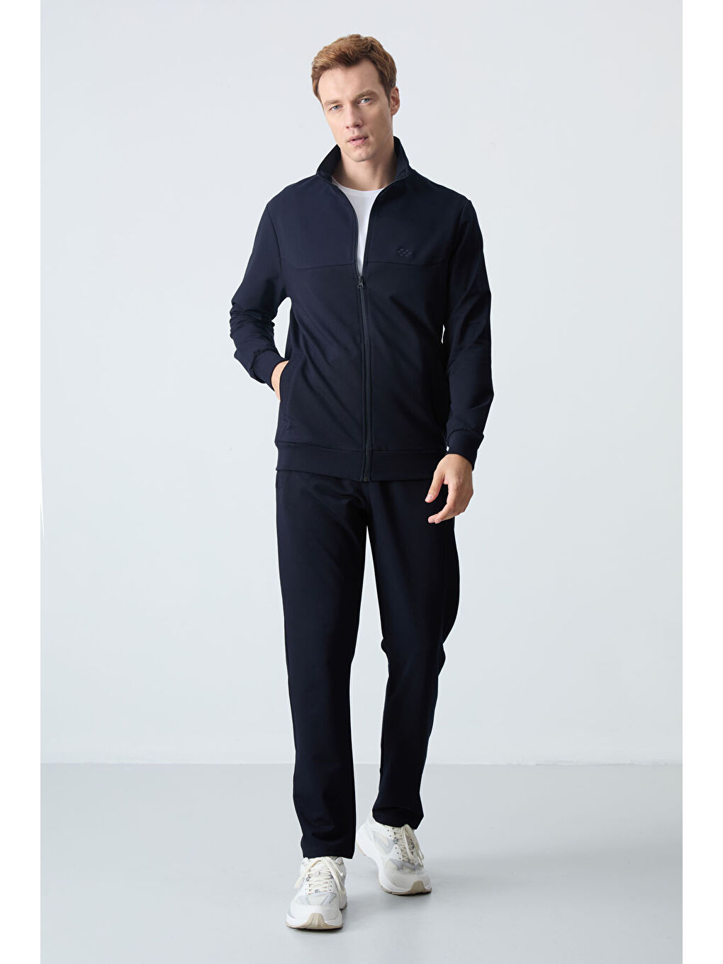 Lacivert Pamuklu Kalın Yumuşak Dokulu Comfort Fit Basic Erkek Eşofman Takım - 85260-2