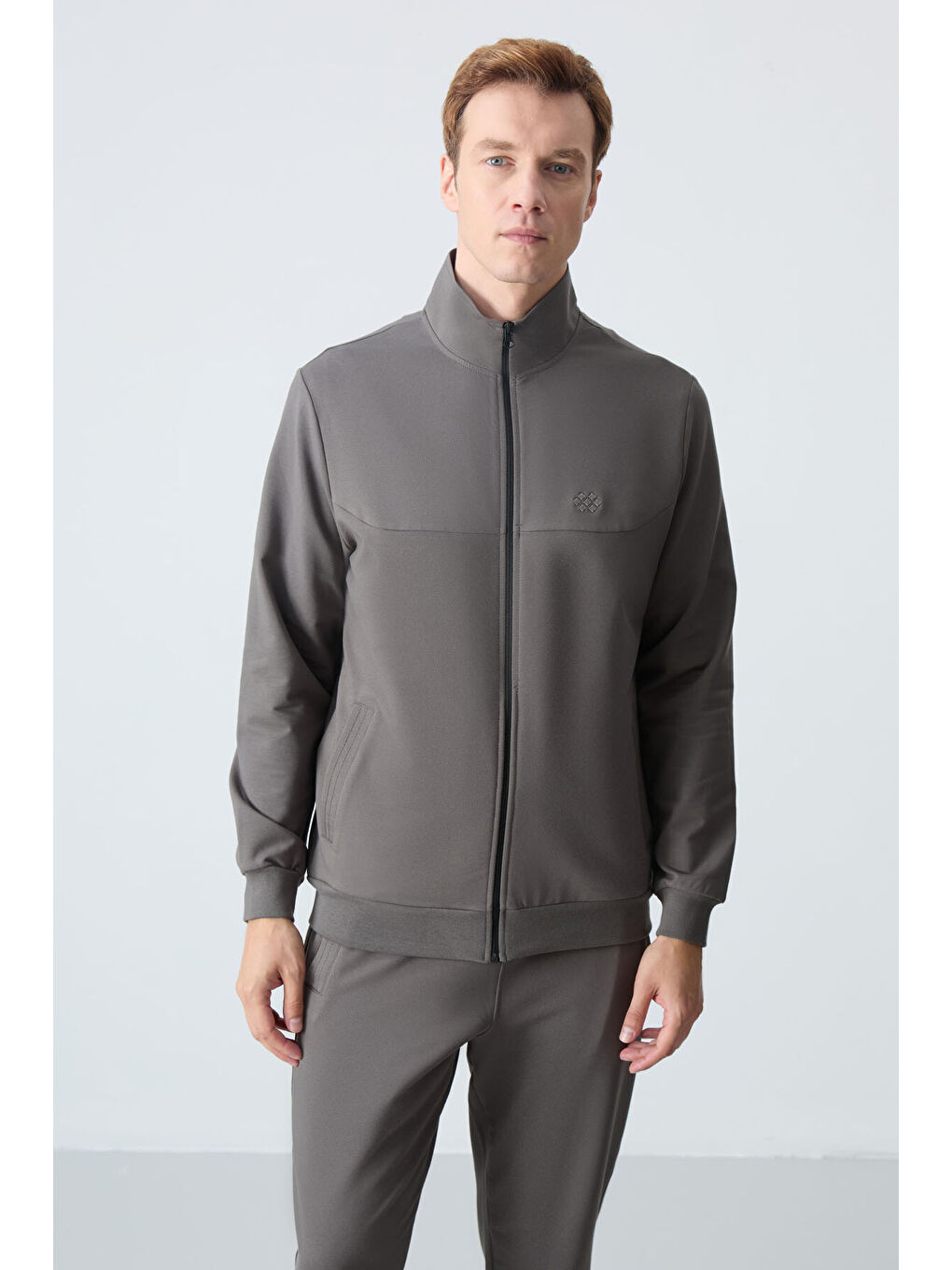 Koyu Gri Pamuklu Kalın Yumuşak Dokulu Comfort Fit Basic Erkek Eşofman Takım - 85260-2