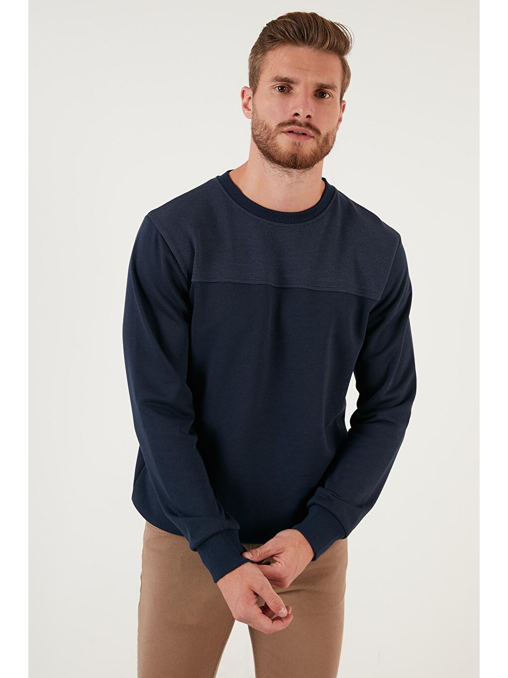 İndigo Pamuklu Bisiklet Yaka Slim Fit Sweat 5905033-2