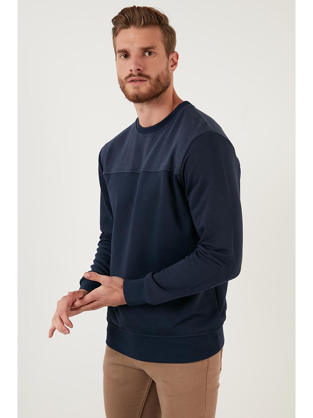 İndigo Pamuklu Bisiklet Yaka Slim Fit Sweat 5905033-3