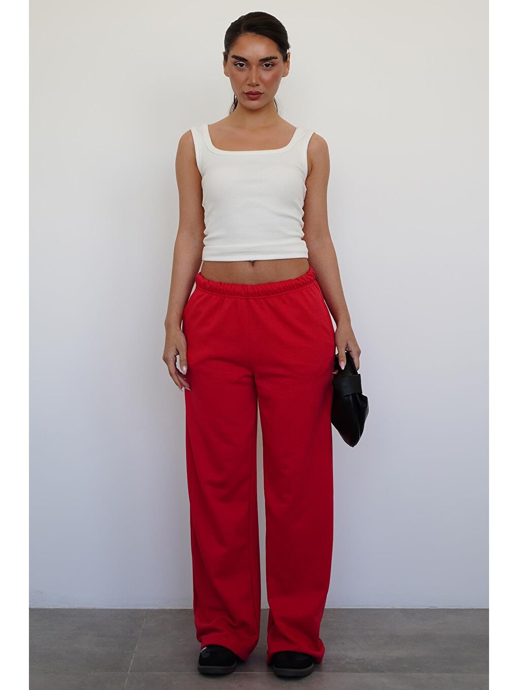 Kırmızı Bol Paça Kadın Eşofman Altı Mg2279-8