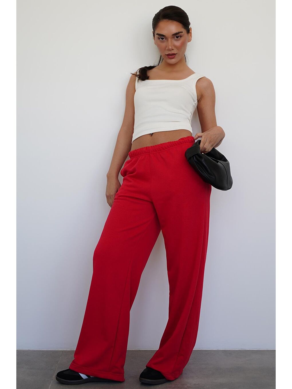 Kırmızı Bol Paça Kadın Eşofman Altı Mg2279-9