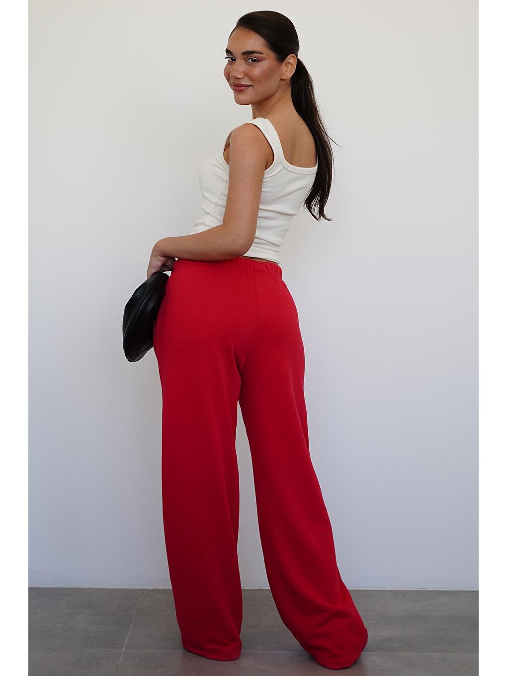 Kırmızı Bol Paça Kadın Eşofman Altı Mg2279-11