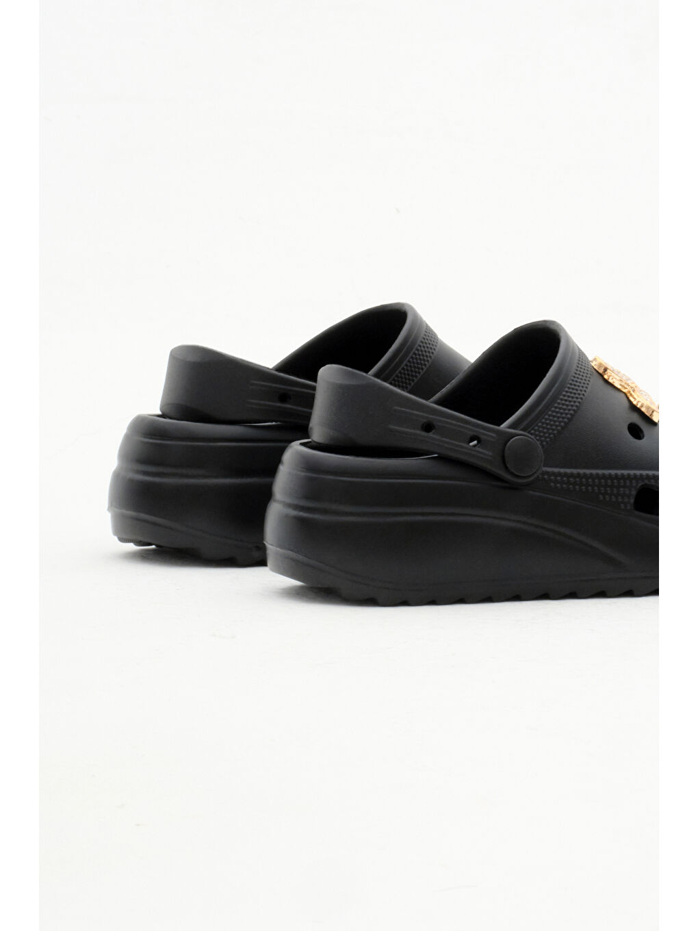 Kız Çocuk Siyah Önü Aksesuarlı Yüksek Taban Eva Sandalet-4