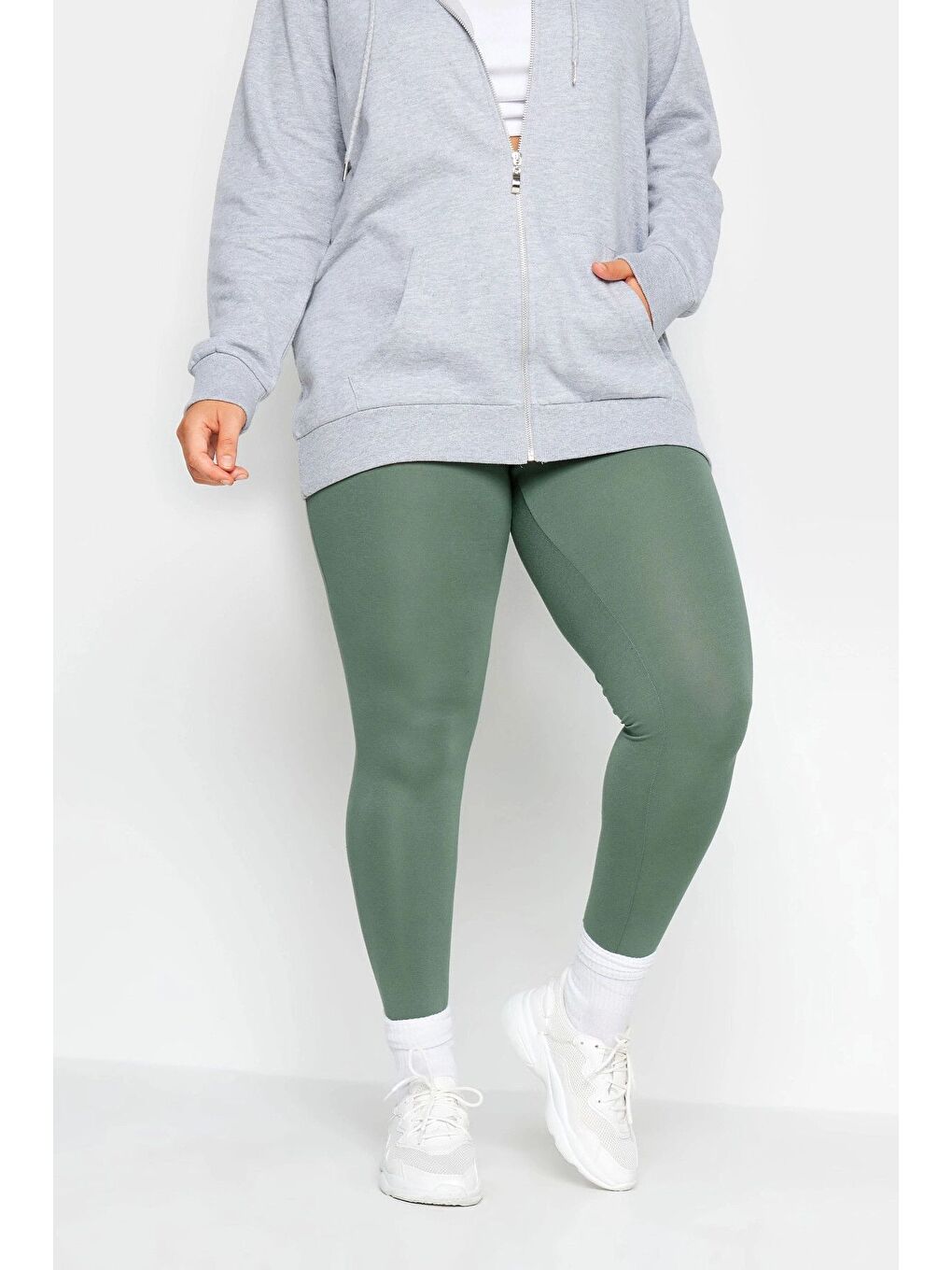 Yeşil Büyük Beden Vücudu Saran Elastanlı Streç Tayt 143597-1