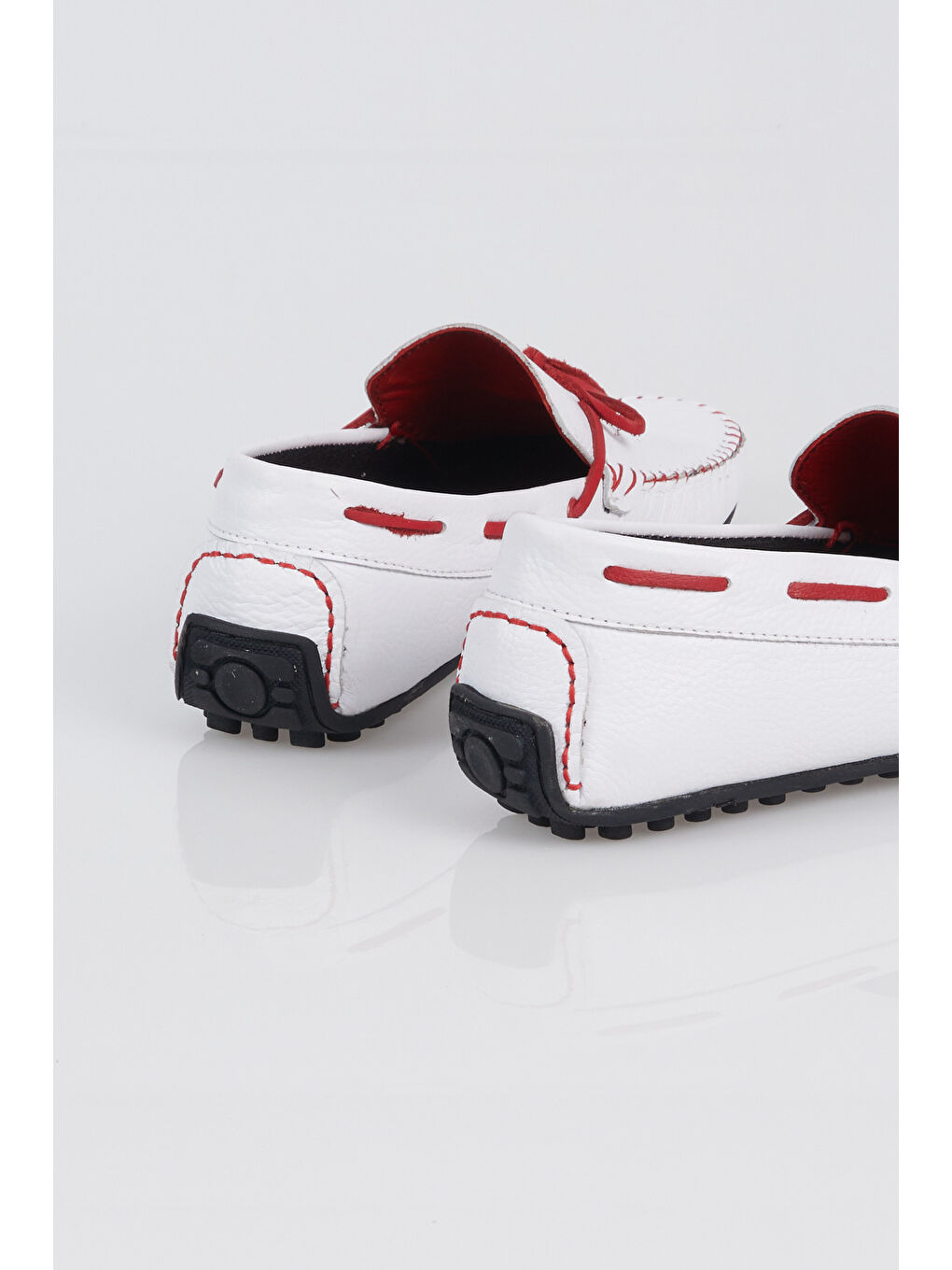 Erkek Beyaz İp Detaylı Rahat Kalıp Hakiki Deri Loafer-4