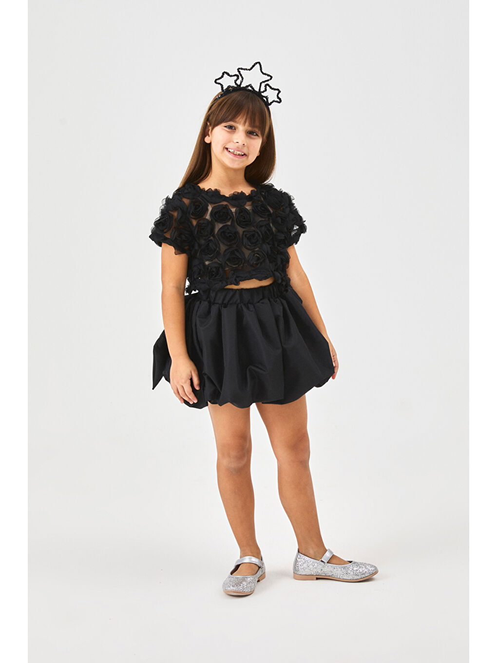 Siyah Kız Çocuk Balon Etek - Anna-1