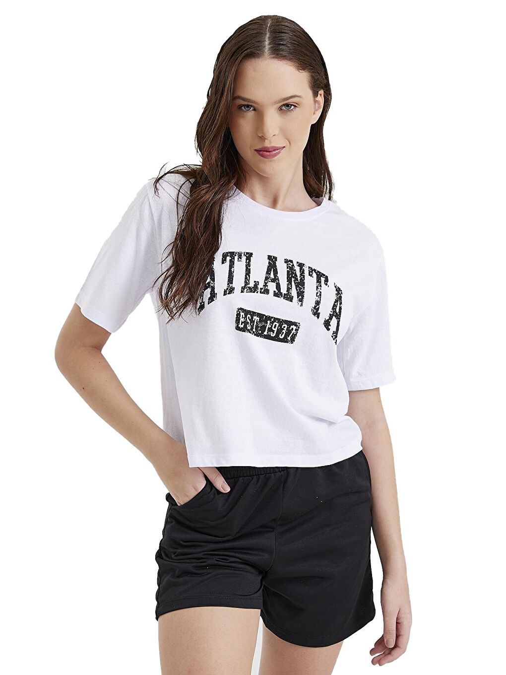 Siyah Kadın Yazı Baskılı Tişört