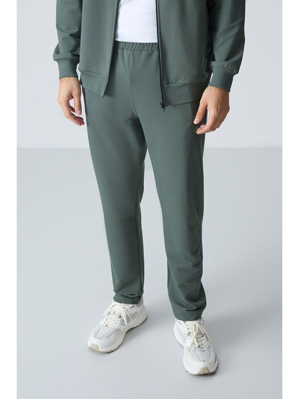 Haki Pamuklu Kalın Yumuşak Dokulu Comfort Fit Basic Erkek Eşofman Takım - 85260-2