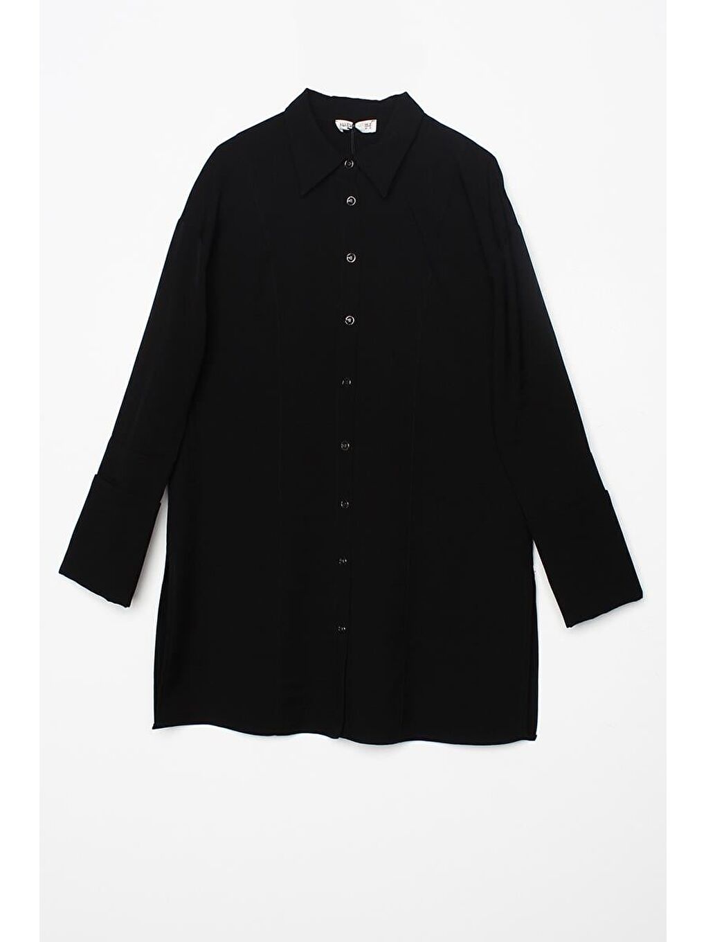 Siyah-Geniş Manşetli Nervür Dikişli Pantolonlu Takım-7