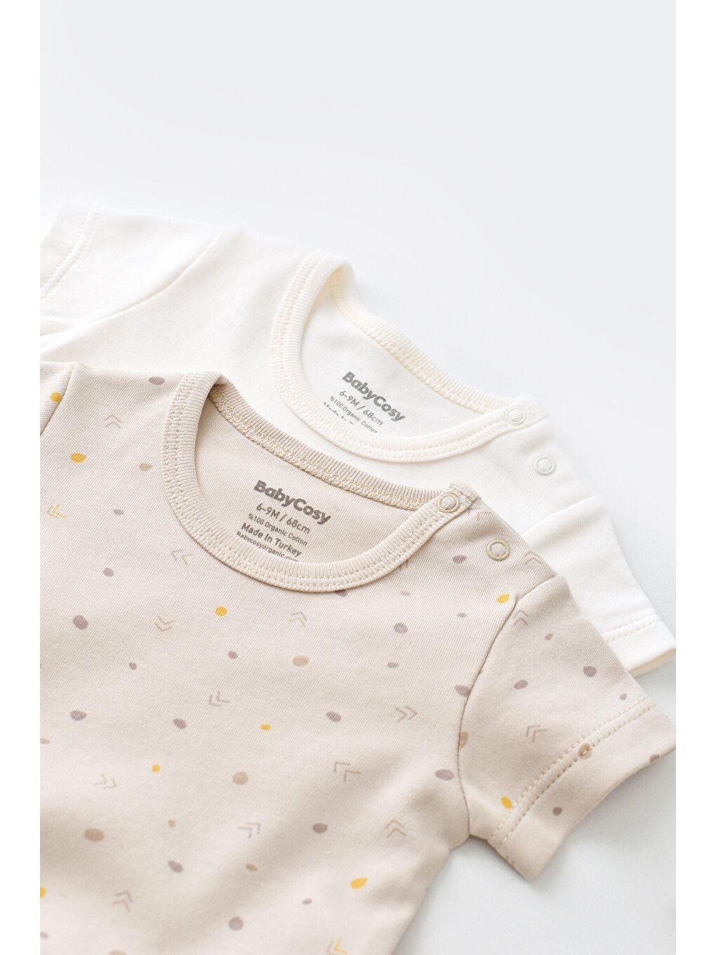 BabyCosy Organic Wear Ekru-Bej 2 Li Kısa Kollu Badi - 2