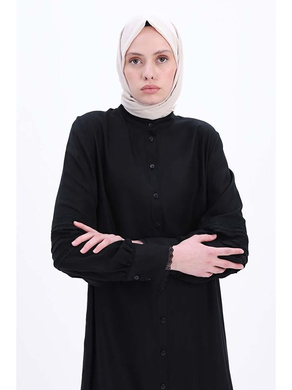 Siyah-Fisto Detaylı Hakim Yaka Pantolonlu Takım-4