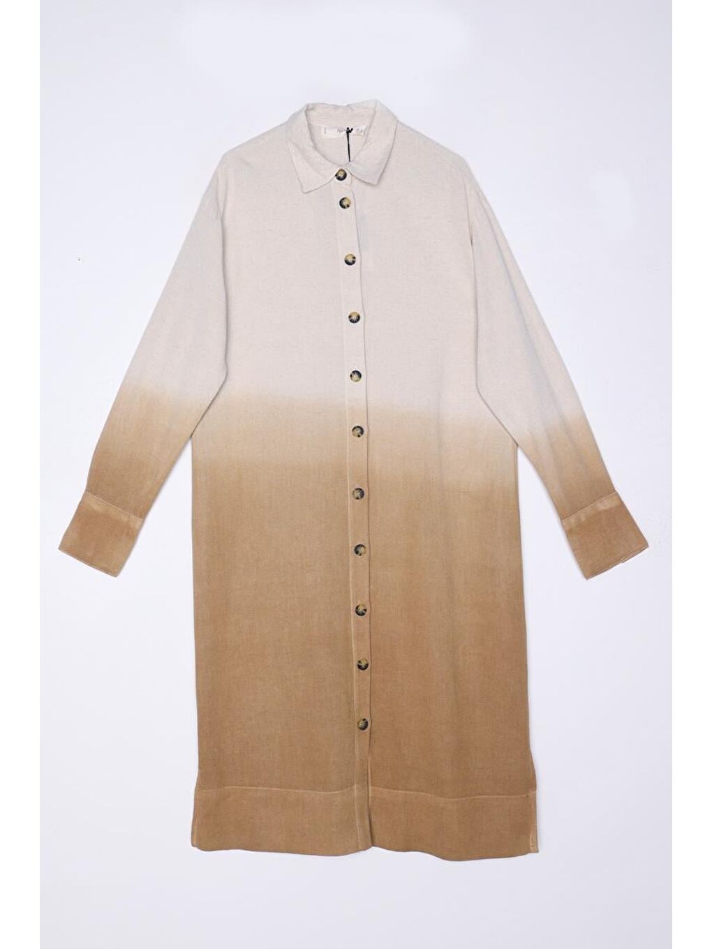 Bej Vizon-Degrade Keten Pantolonlu Takım-6