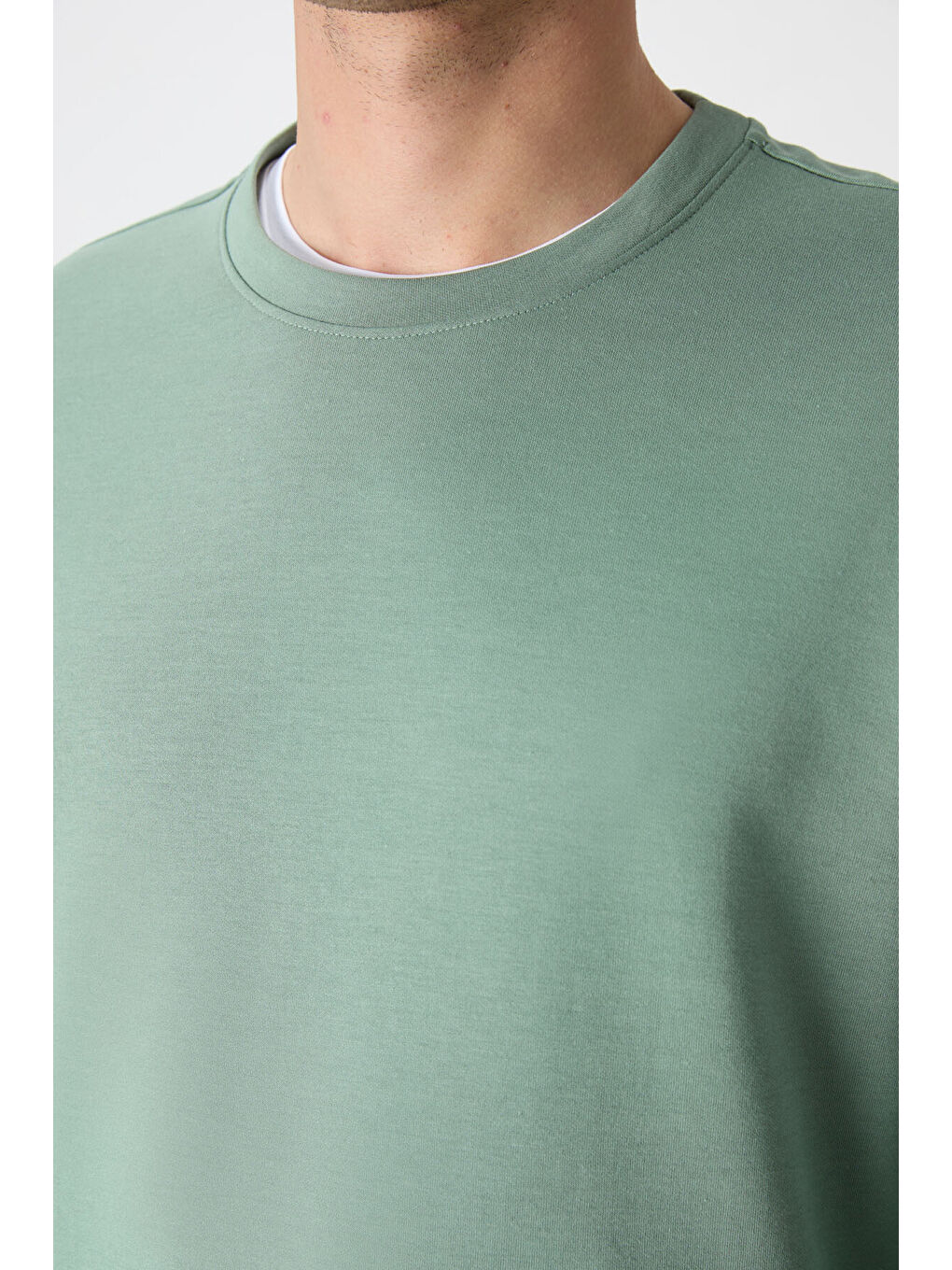 Açık Yeşil Basic O Yaka Rahat Form Erkek Sweatshirt - 88053-3