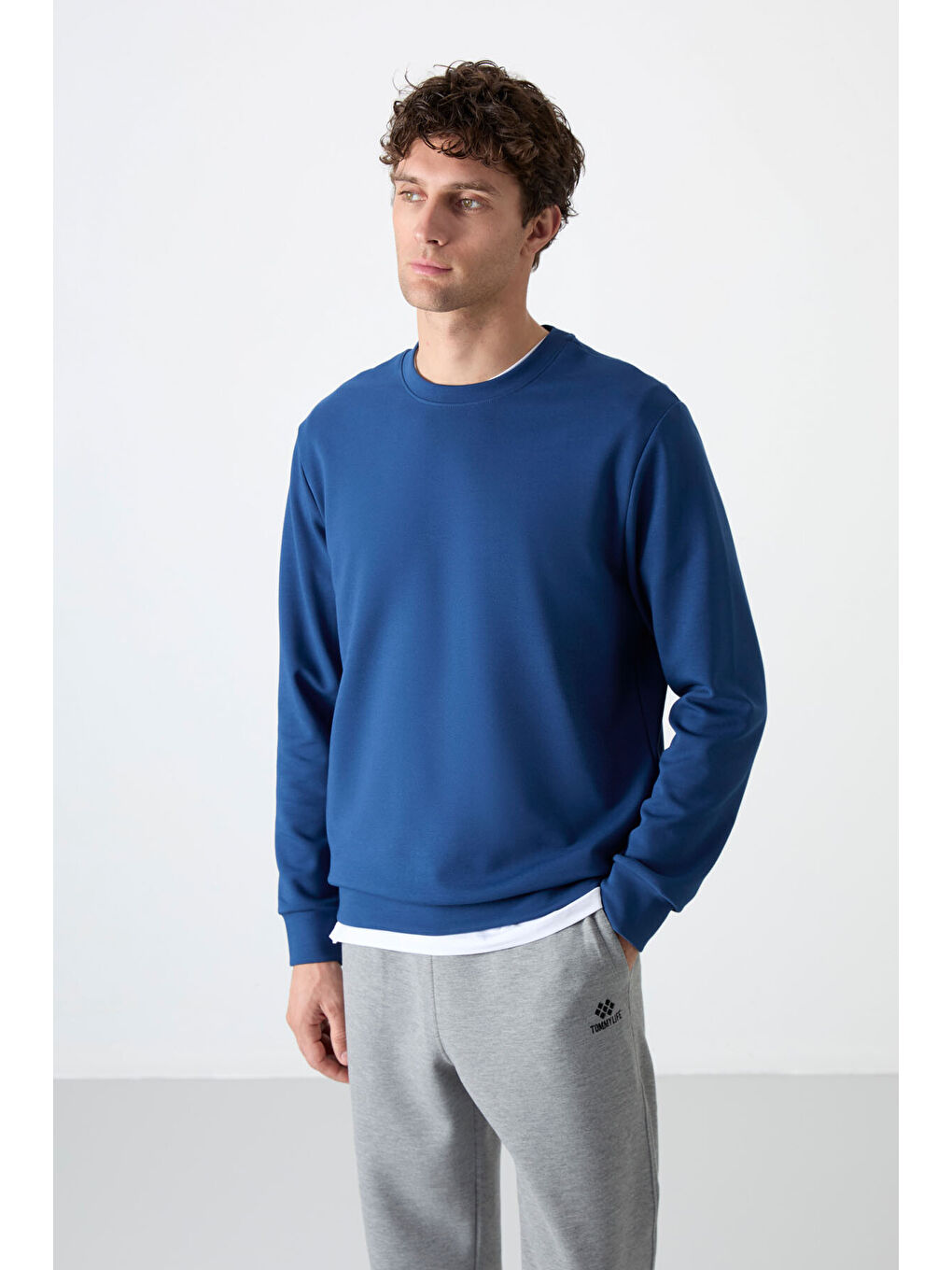 Lacivert Parlament Basic O Yaka Rahat Form Erkek Sweatshirt - 88053-2