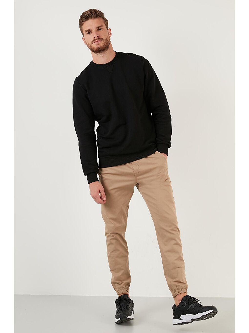 Siyah % 100 Pamuk Bisiklet Yaka Basic Sweat 5905028-2