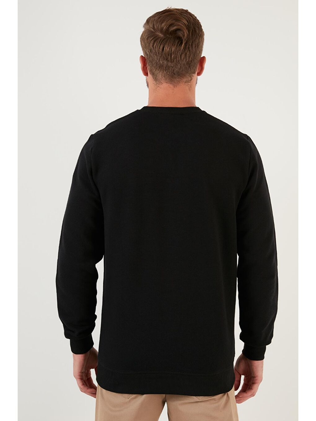 Siyah % 100 Pamuk Bisiklet Yaka Basic Sweat 5905028-4