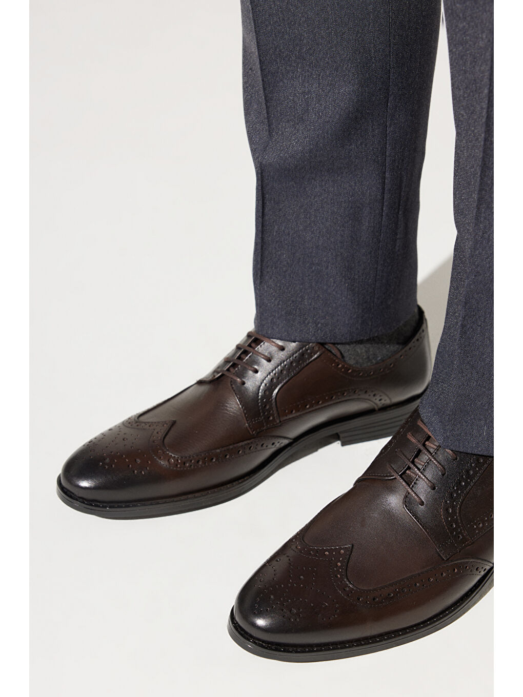 Erkek Kahverengi %100 Deri Klasik Ayakkabı-5