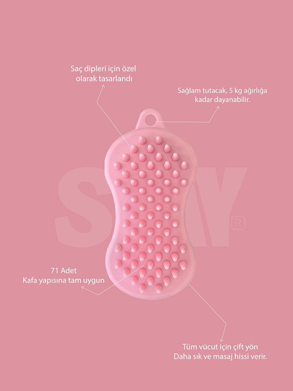 Masaj Hissiyatlı Saç ve Vücut Fırçası Çok Amaçlı Saç Fırçası ve Tarak-3